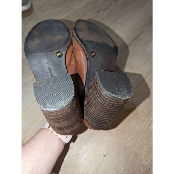 Lucky Brand Machiko Booties Womens 8.5 Brown Leather Distressed Stacked Heeled M - Picture 2 of 13